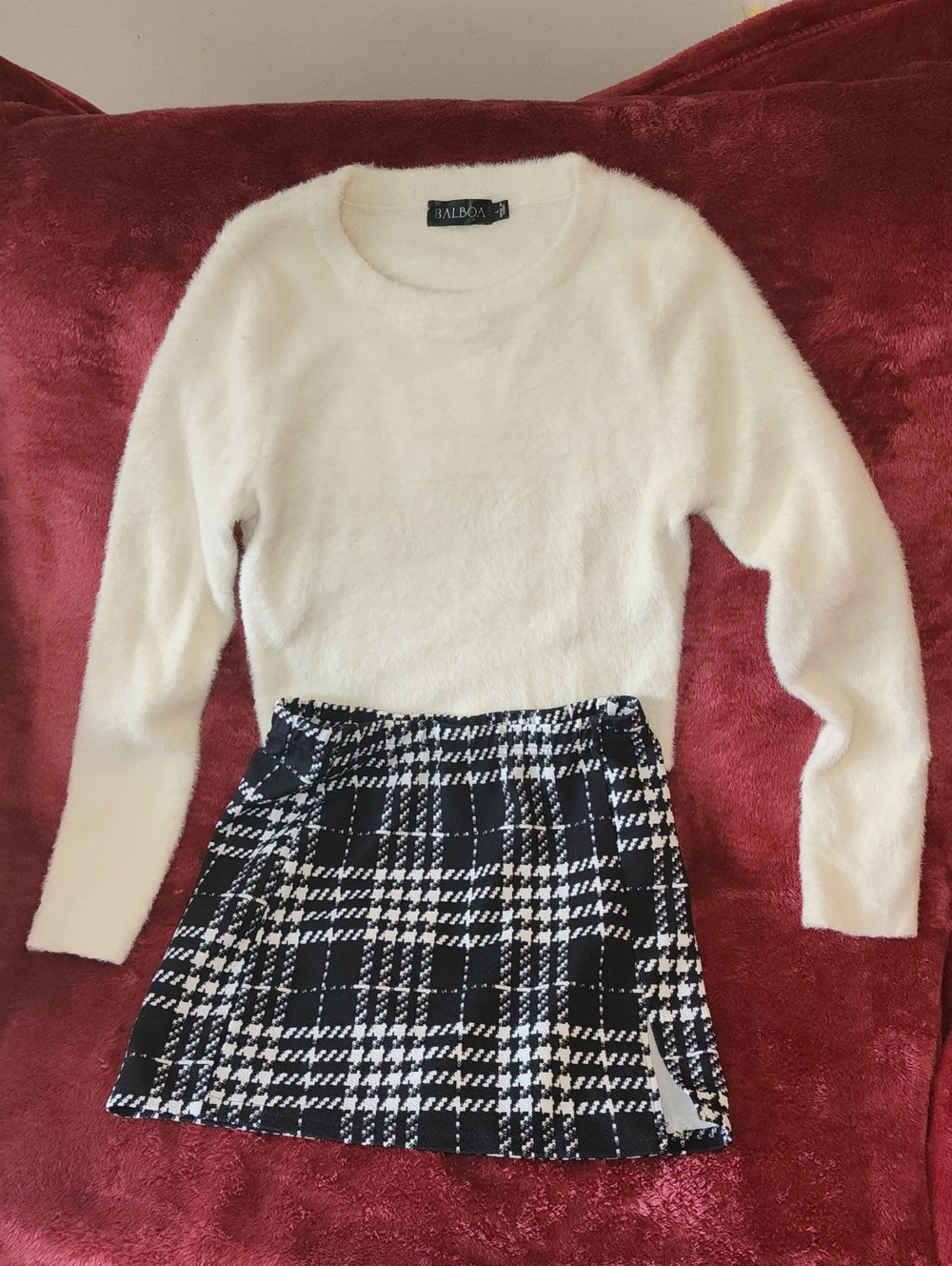 Black and White Houndstooth Mini Skirt